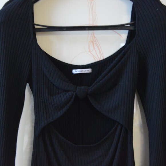 Reformation Black Stretchy Rosalind Top Size L - Picture 3 of 6